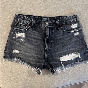 Abercrombie & Fitch Annie High Rise Black Distressed Jean Shorts size 6/28